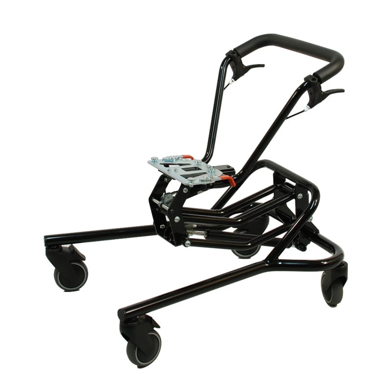 Innendørsunderstell for ODE sittesystem med hjul og skyvehåndtak.